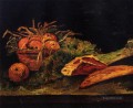 Still Life with Apples Meat and a Roll Vincent van Gogh